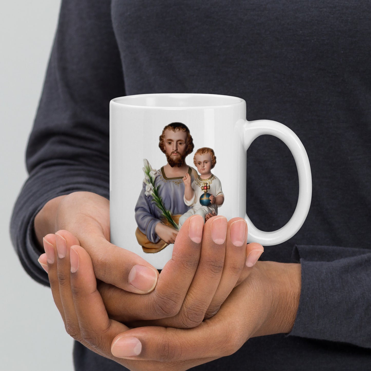St Joseph White glossy mug