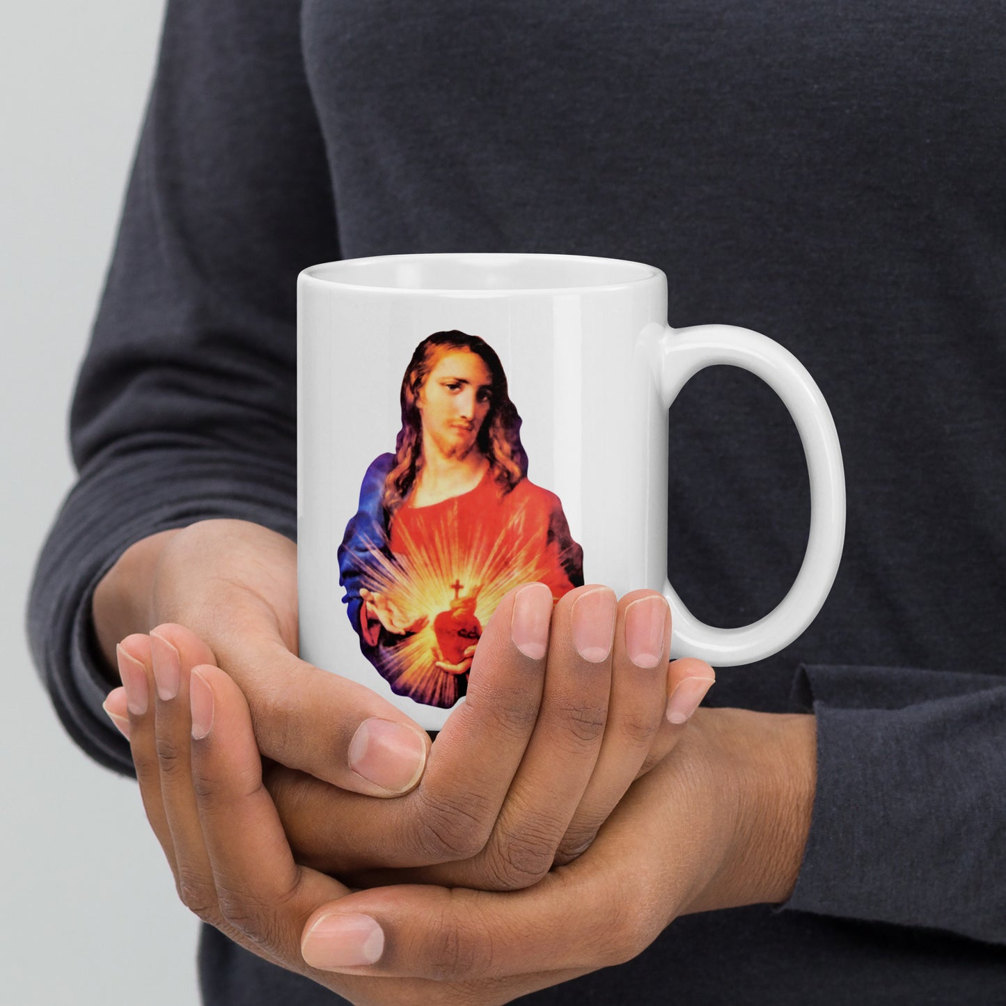 Sacred Heart of Jesus White glossy mug