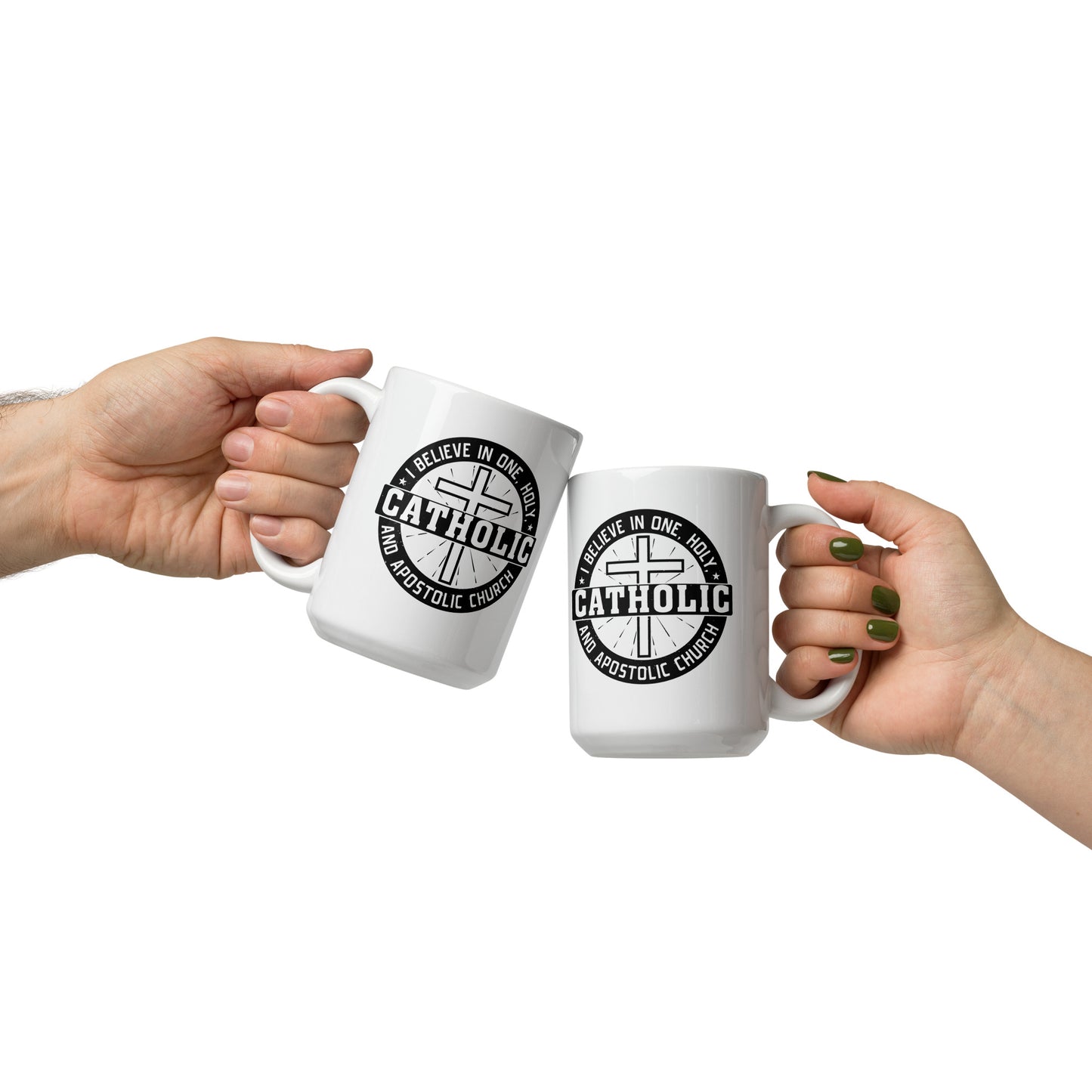I Believe in One, Holy, Catholic and Apostolic Church White glossy mug