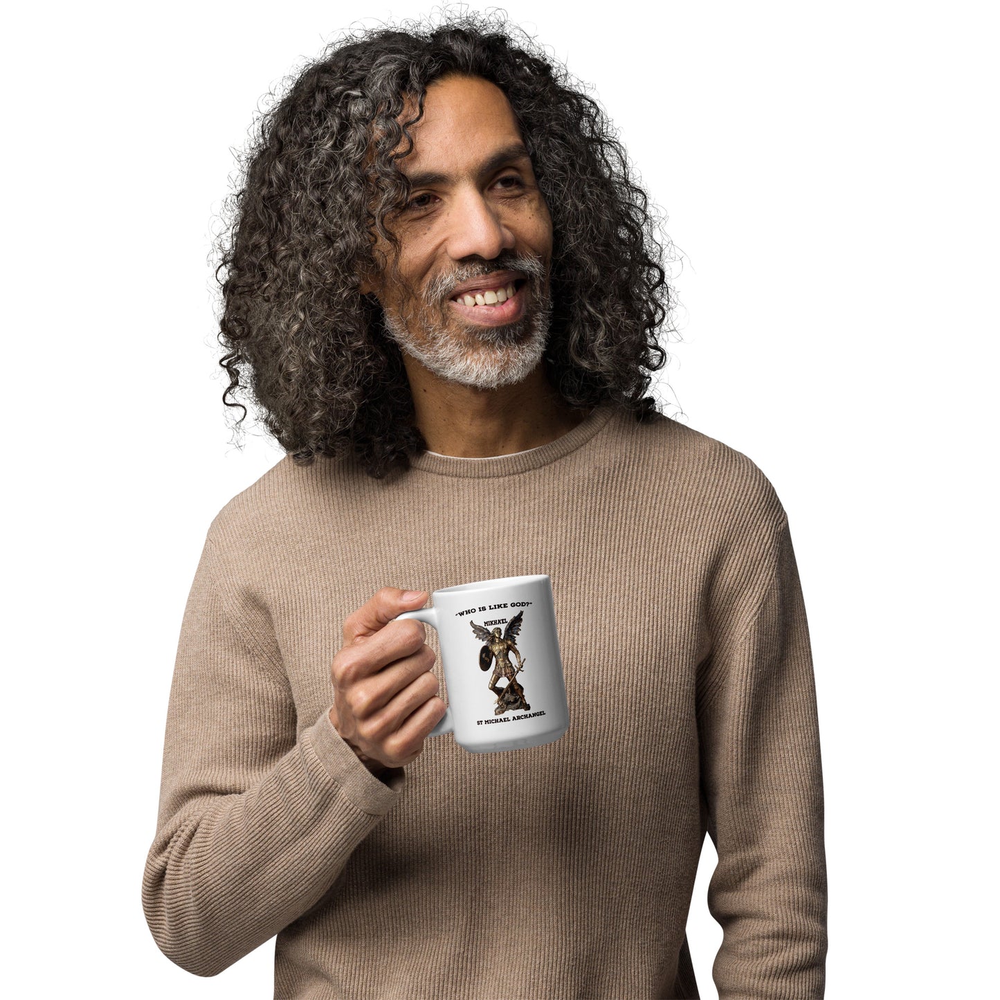 St Michael Archangel Mikhael White glossy mug