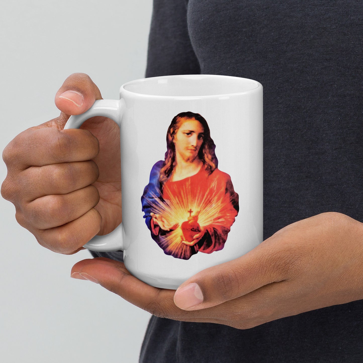Sacred Heart of Jesus White glossy mug