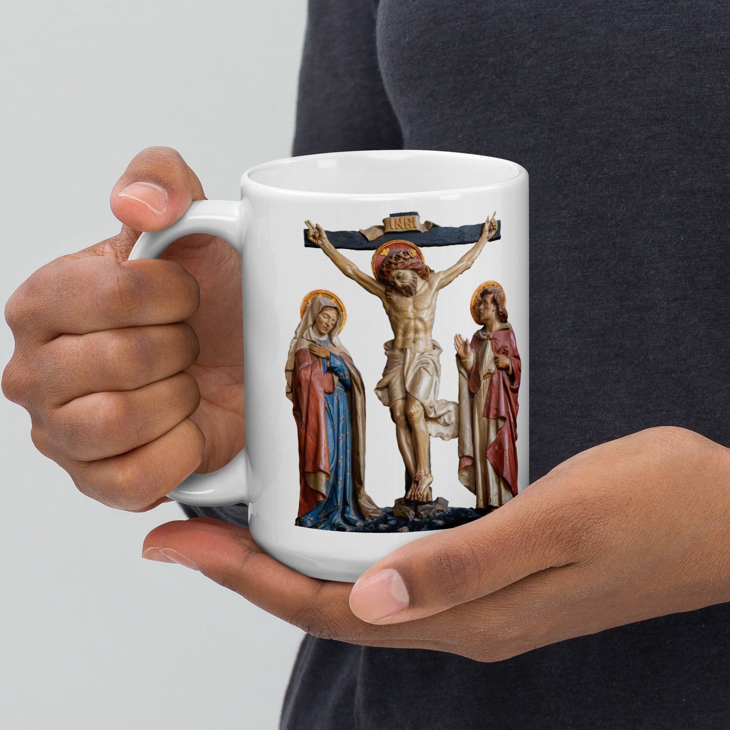 Crucifixion Scene White glossy mug