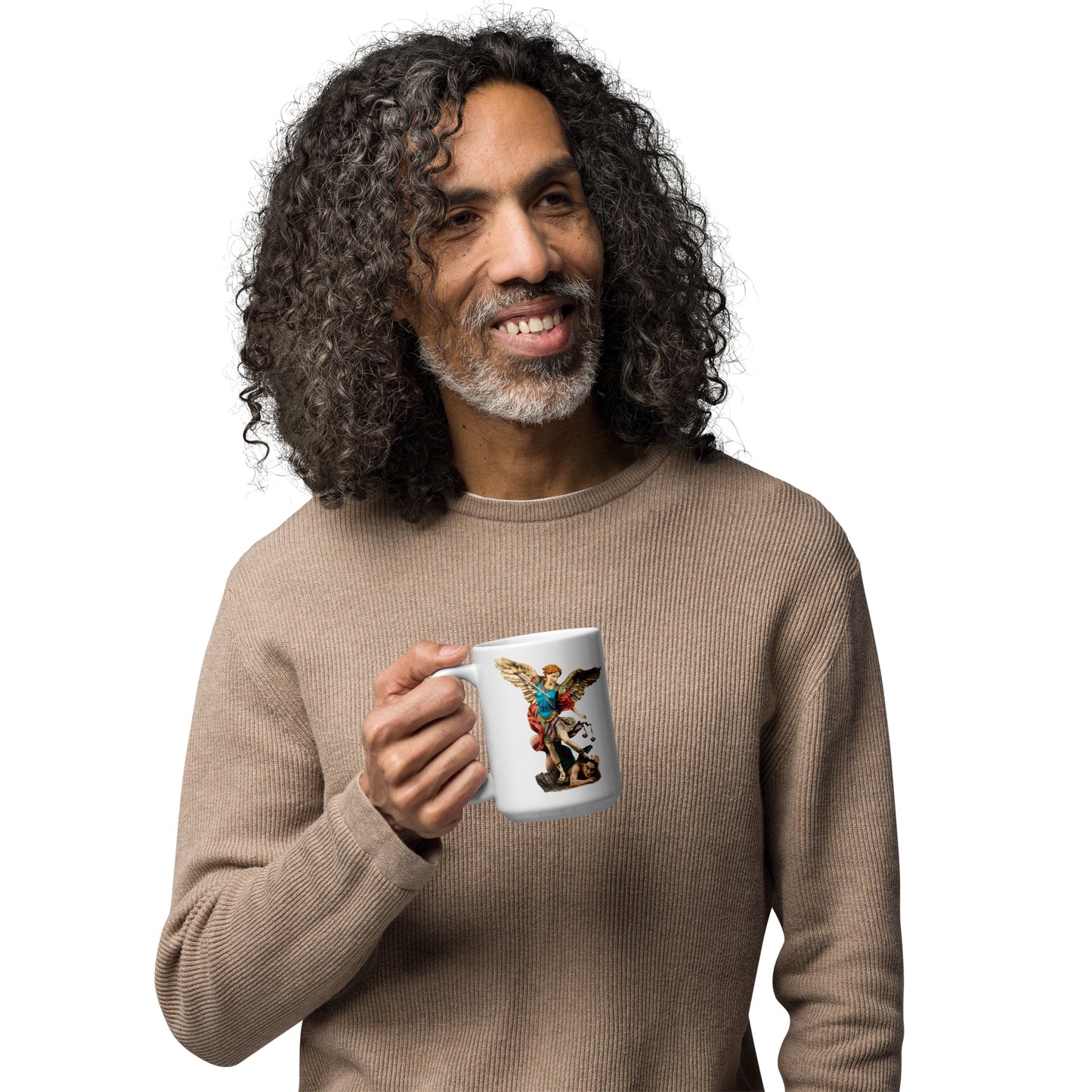 St Michael Archangel (coloured) White glossy mug