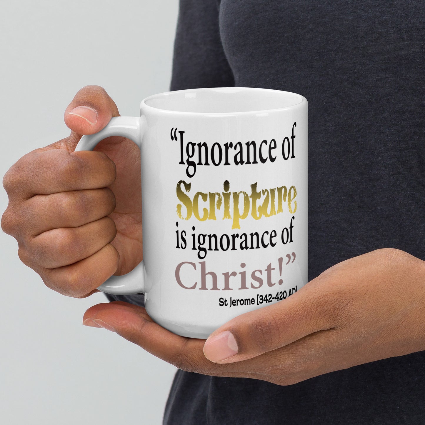 Ignorance of Scripture by St Jerome White glossy mug