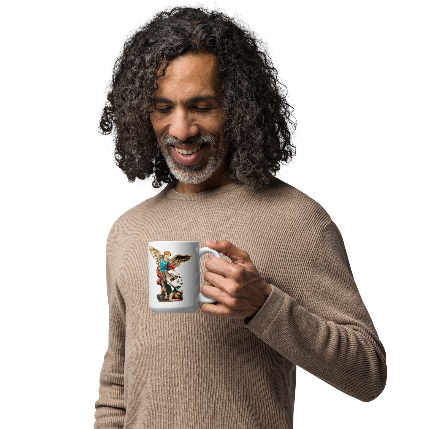 St Michael Archangel (coloured) White glossy mug