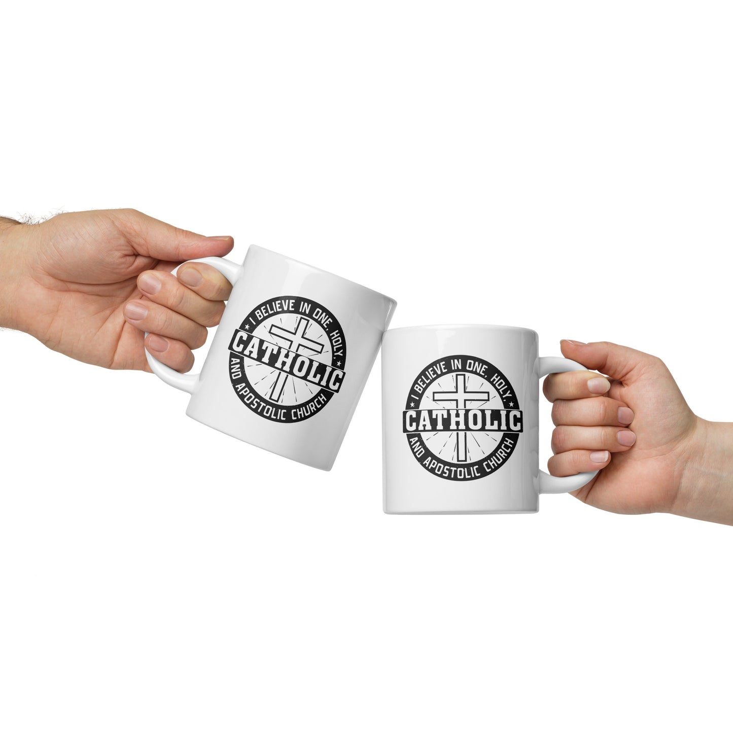 I Believe in One, Holy, Catholic and Apostolic Church White glossy mug