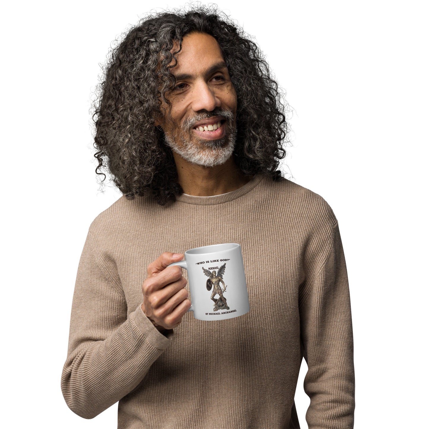 St Michael Archangel Mikhael White glossy mug