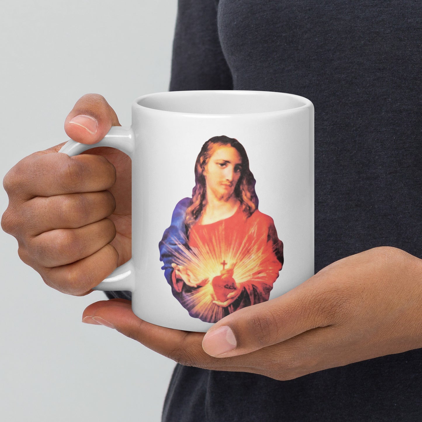 Sacred Heart of Jesus White glossy mug