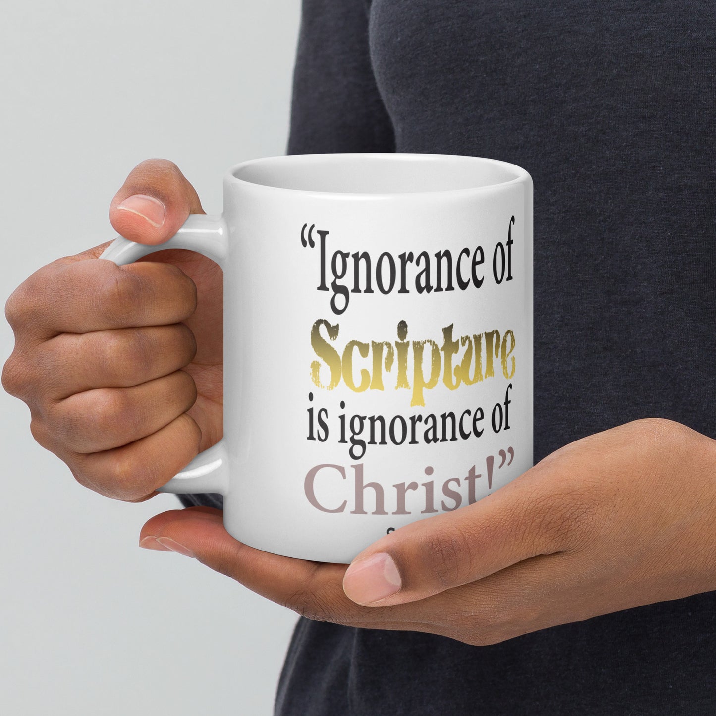 Ignorance of Scripture by St Jerome White glossy mug