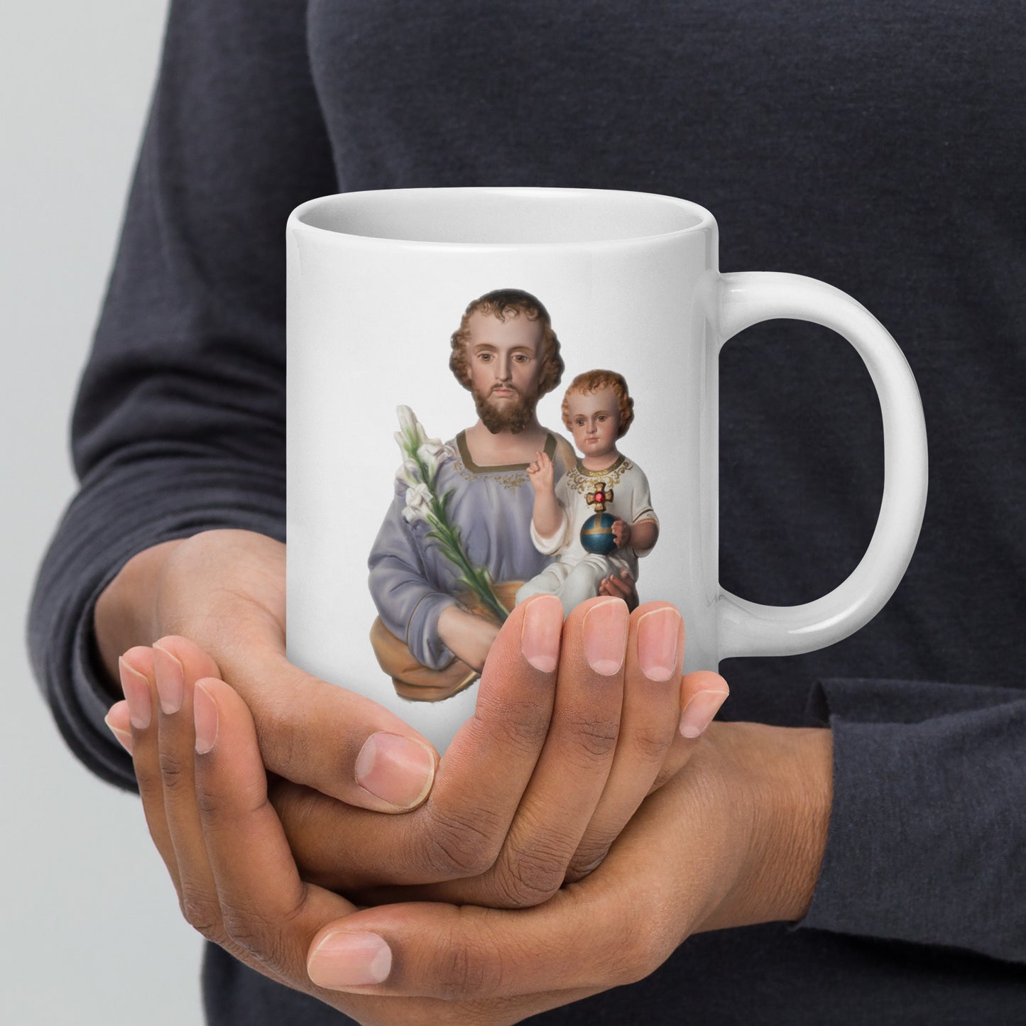 St Joseph White glossy mug