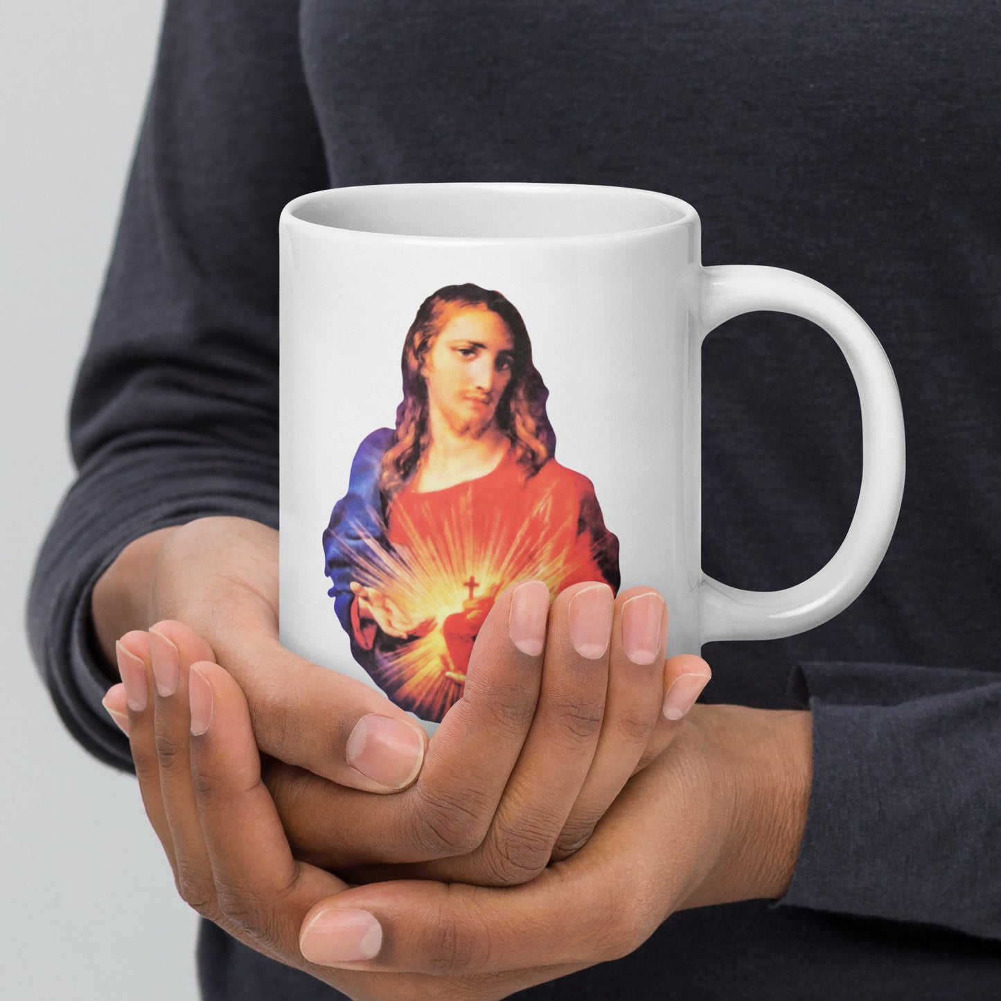 Sacred Heart of Jesus White glossy mug