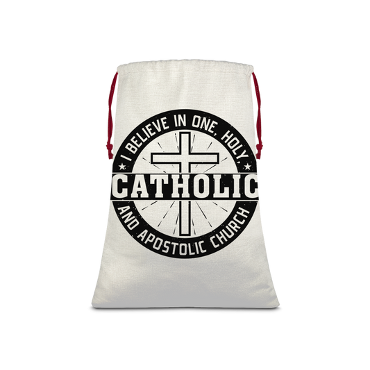 I Believe in One, Holy, Catholic and Apostolic Church Linen Drawstring Sack