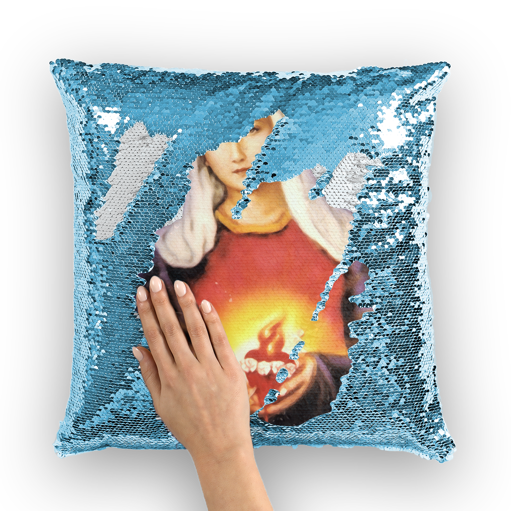 Immaculate Heart of Mary Sequin Cushion Cover