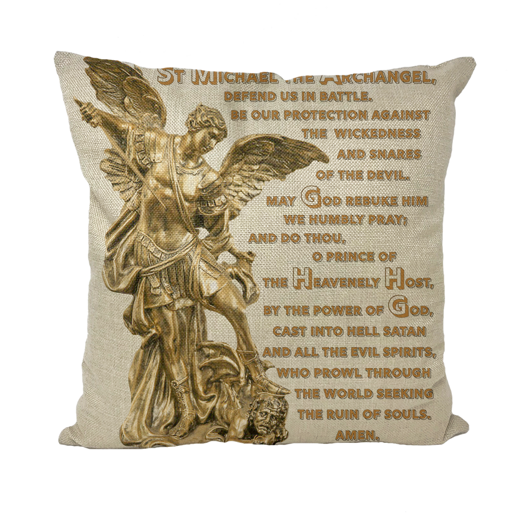 St Michael Archangel with Prayer Throw Pillow with Insert
