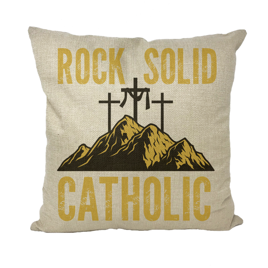 Rock Solid Catholic Throw Pillow with Insert