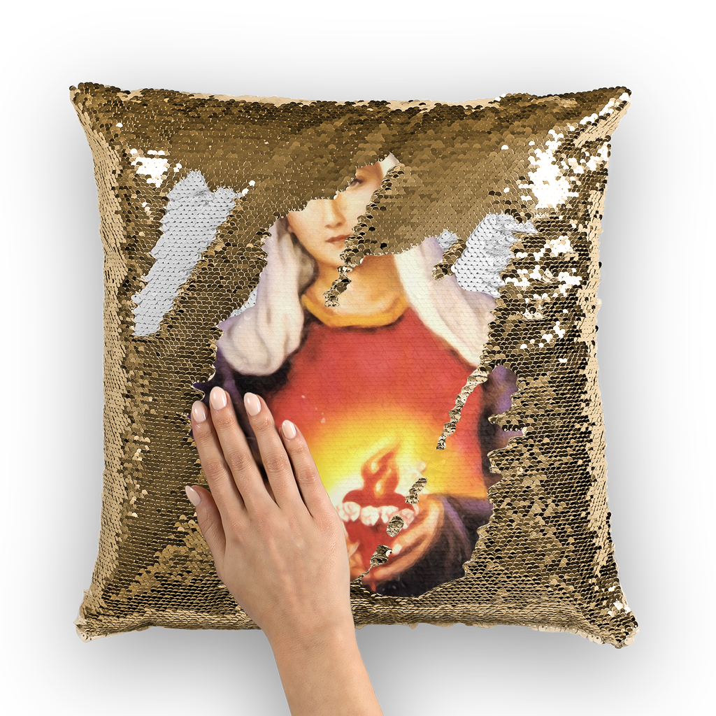 Immaculate Heart of Mary Sequin Cushion Cover