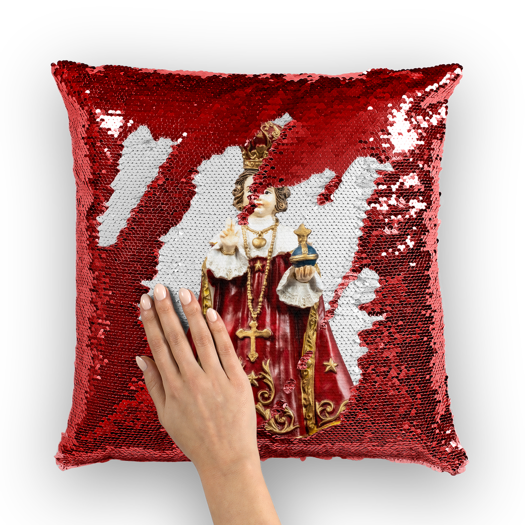 Infant of Prague Sequin Cushion Cover