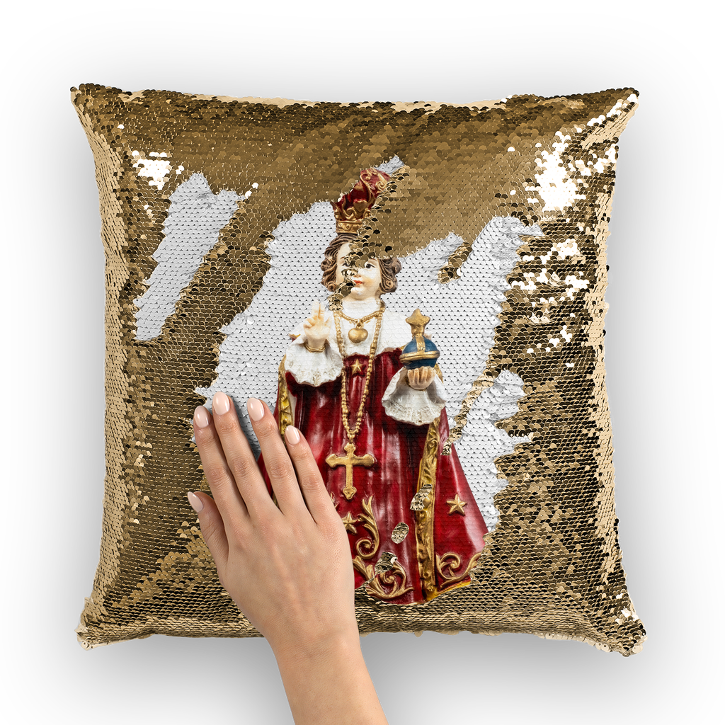 Infant of Prague Sequin Cushion Cover