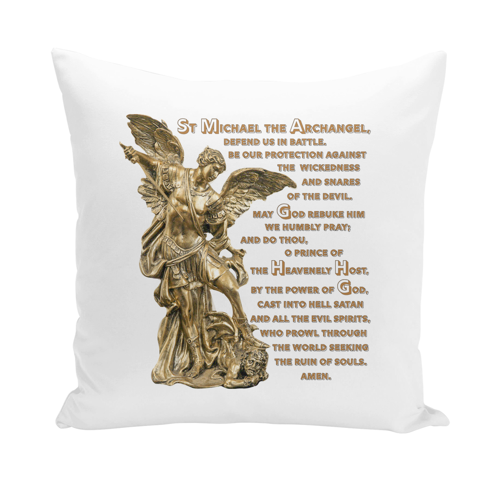 St Michael Archangel with Prayer Throw Pillows
