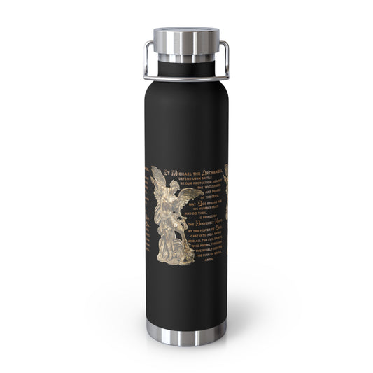 St Michael Archangel with Prayer Copper Vacuum Insulated Bottle, 22oz