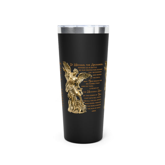 St Michael Archangel with Prayer Copper Vacuum Insulated Tumbler, 22oz