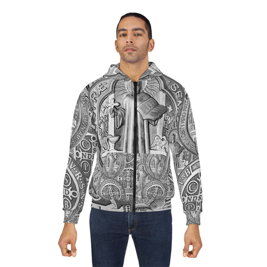 St Benedict Medal Men's Zip Hoodie (AOP)