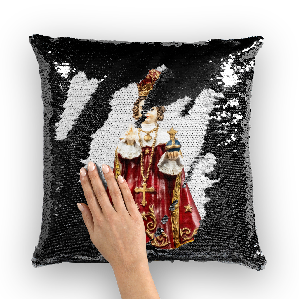 Infant of Prague Sequin Cushion Cover