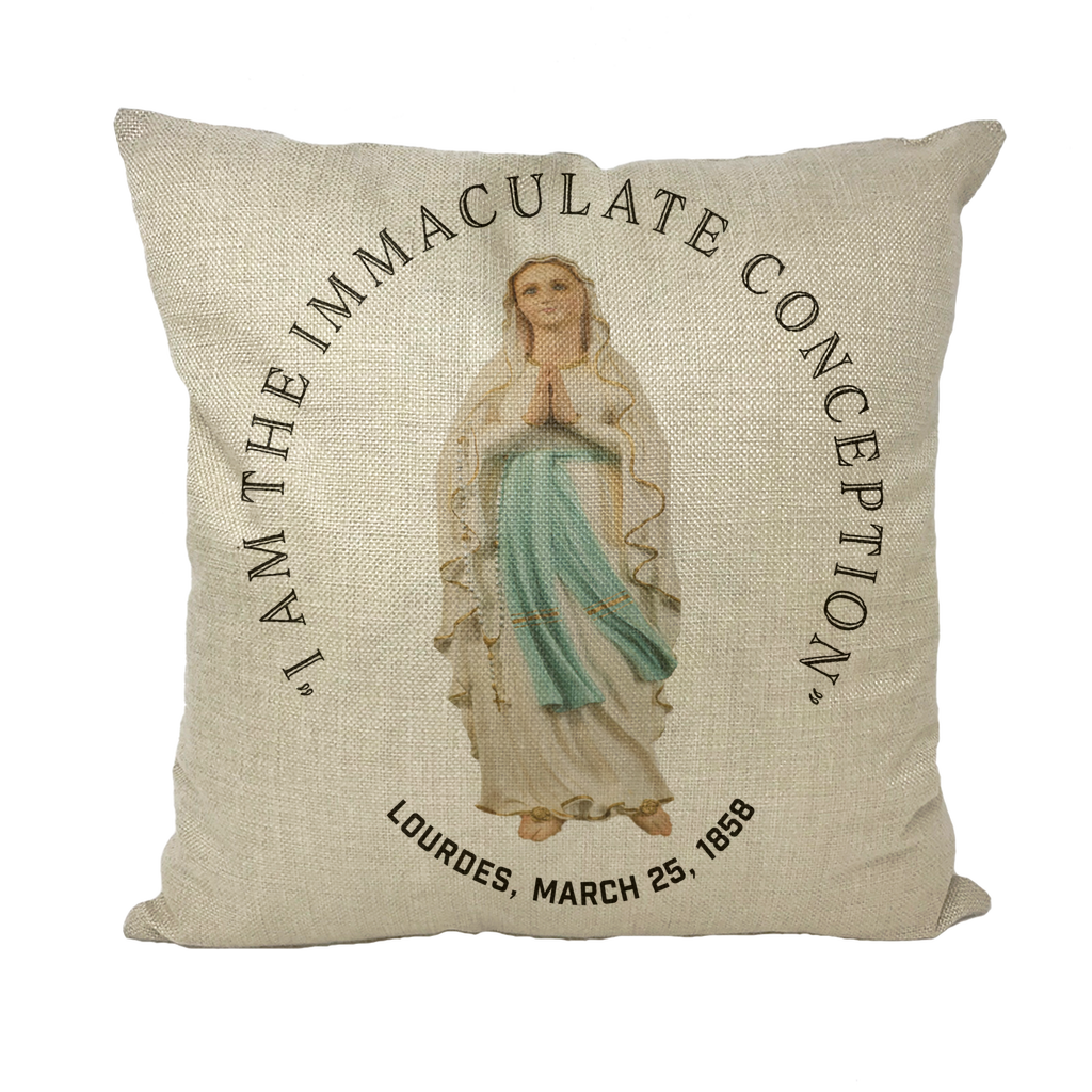I Am the Immaculate Conception - Lourdes, France March 25, 1858 Throw Pillows