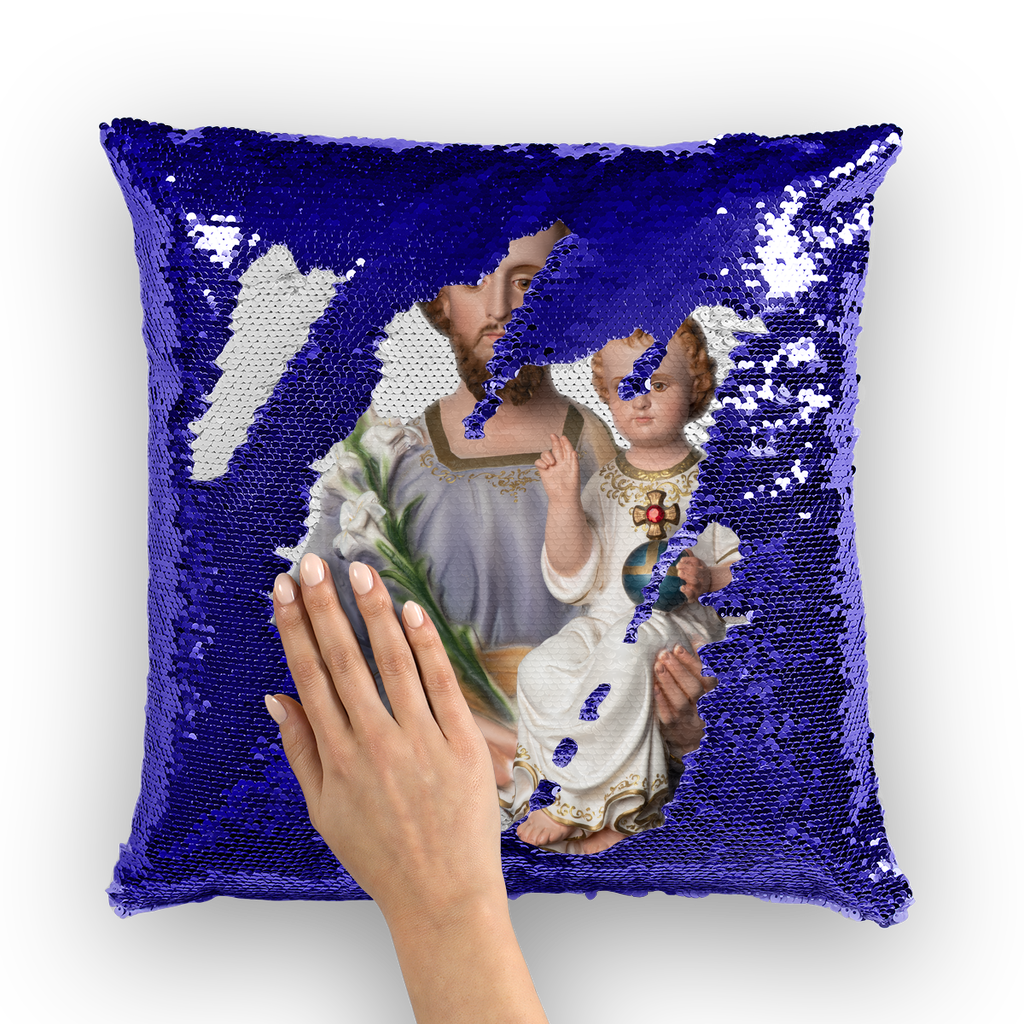 St Joseph Sequin Cushion Cover