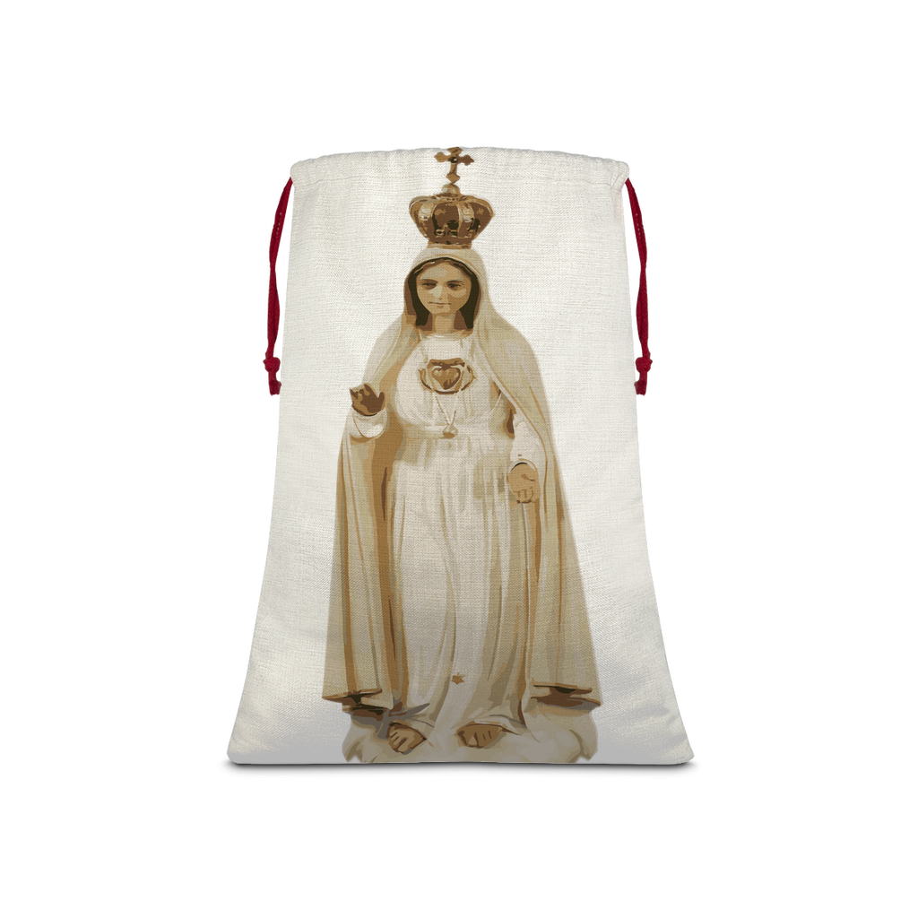 Our Lady of Fatima Linen Drawstring Sack