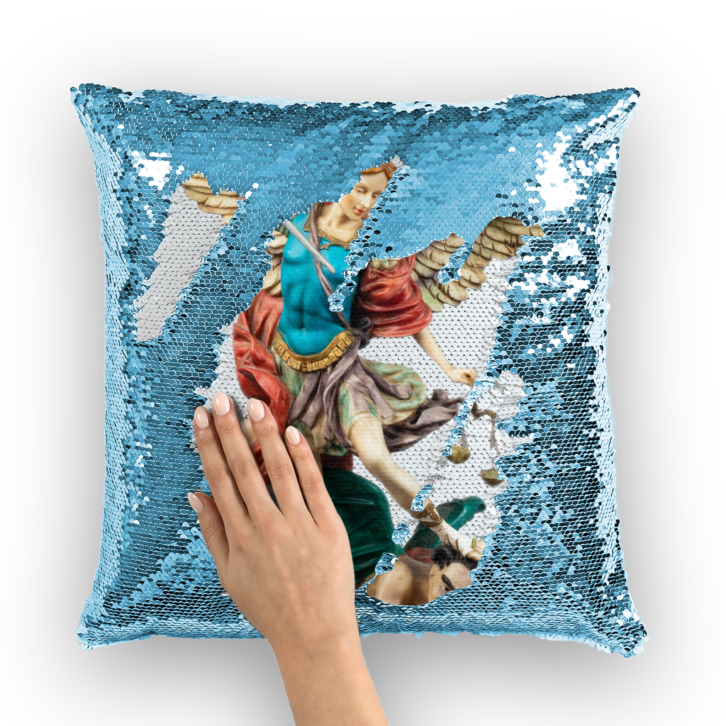 St Michael Archangel Sequin Cushion Cover