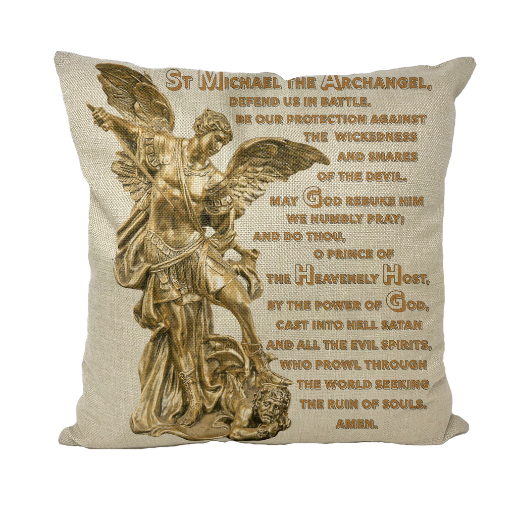 St Michael Archangel with Prayer Throw Pillows