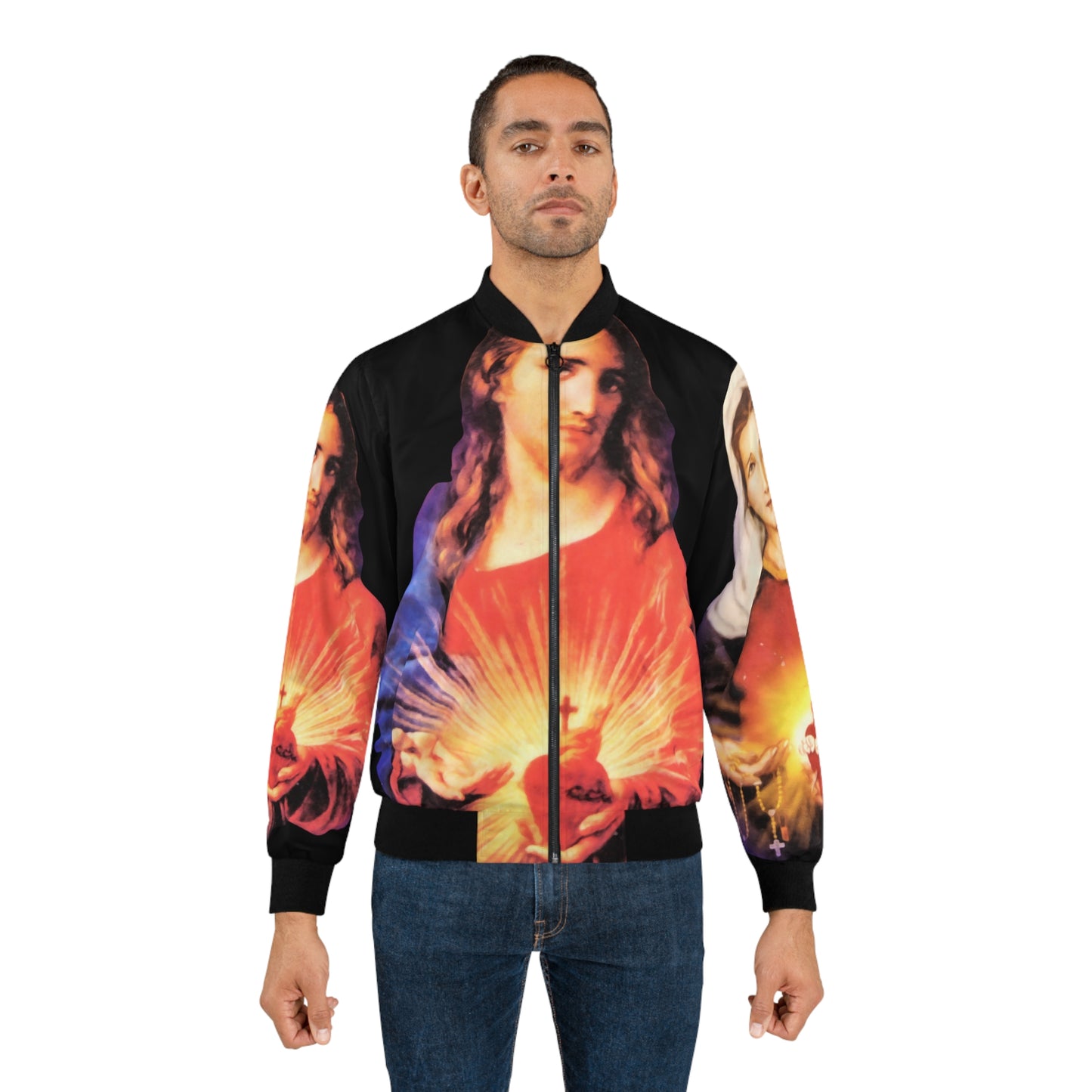 Sacred Heart of Jesus | Immaculate Heart of Mary Men's Bomber Jacket (AOP)