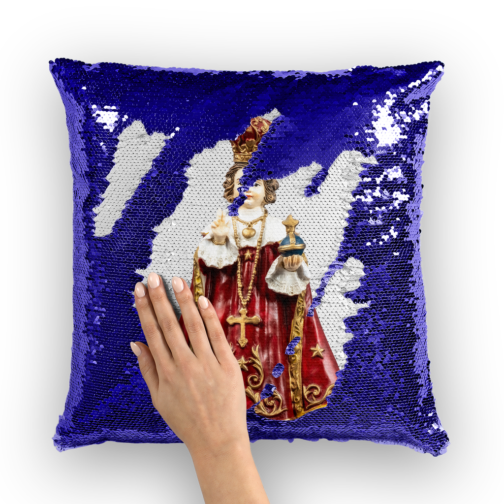 Infant of Prague Sequin Cushion Cover