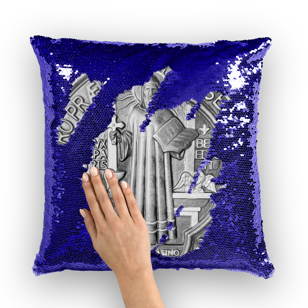 St Benedict Medal Sequin Cushion Cover