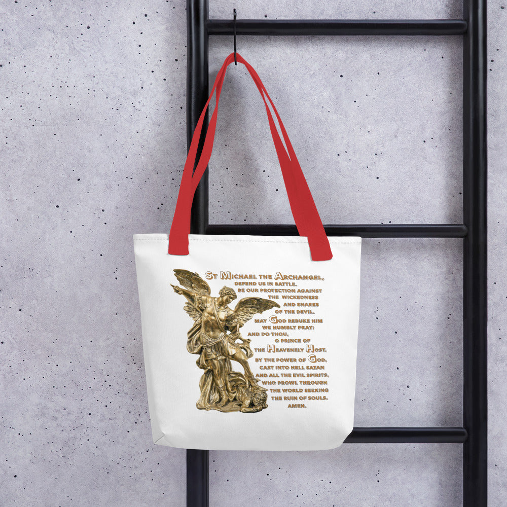 St Michael Archangel with Prayer Tote bag