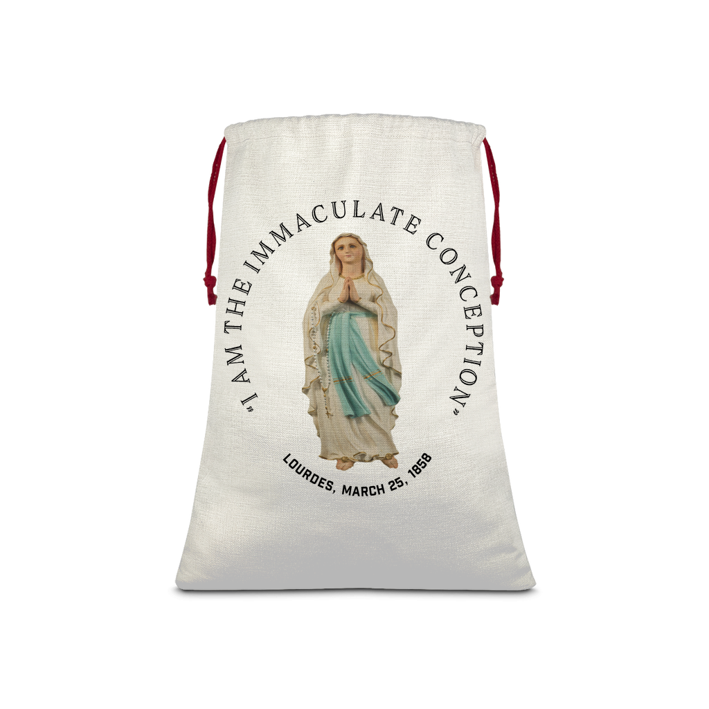 I Am the Immaculate Conception - Lourdes, France March 25, 1858 Linen Drawstring Sack