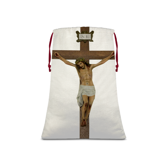 Jesus Crucified Linen Drawstring Sack