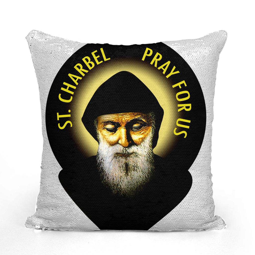 St Charbel Sequin Cushion Cover