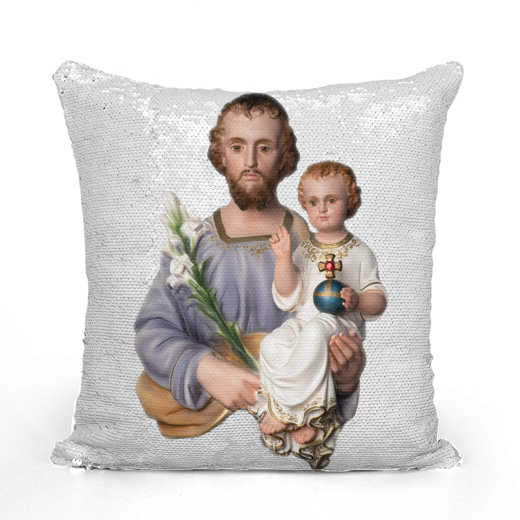 St Joseph Sequin Cushion Cover