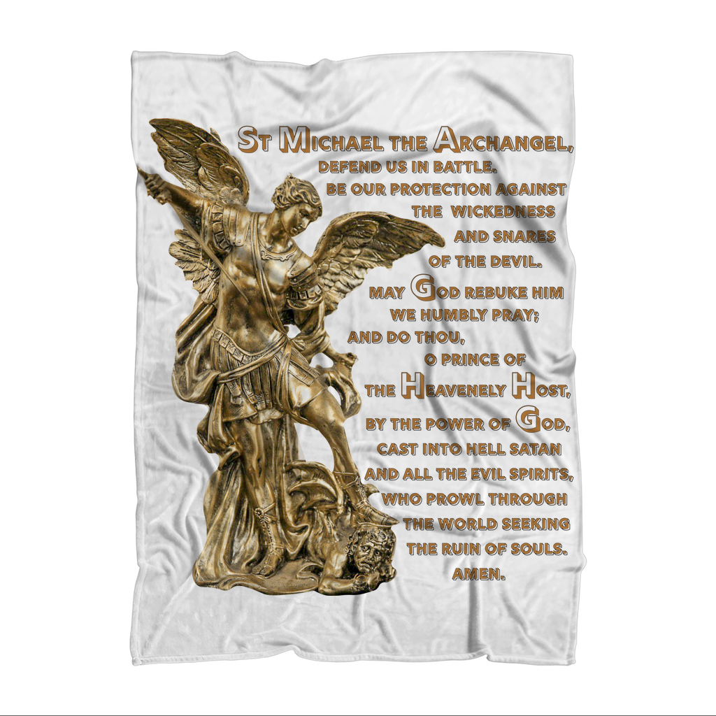 St Michael Archangel with Prayer Throw Blanket