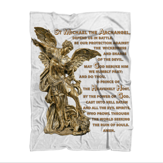 St Michael Archangel with Prayer Throw Blanket