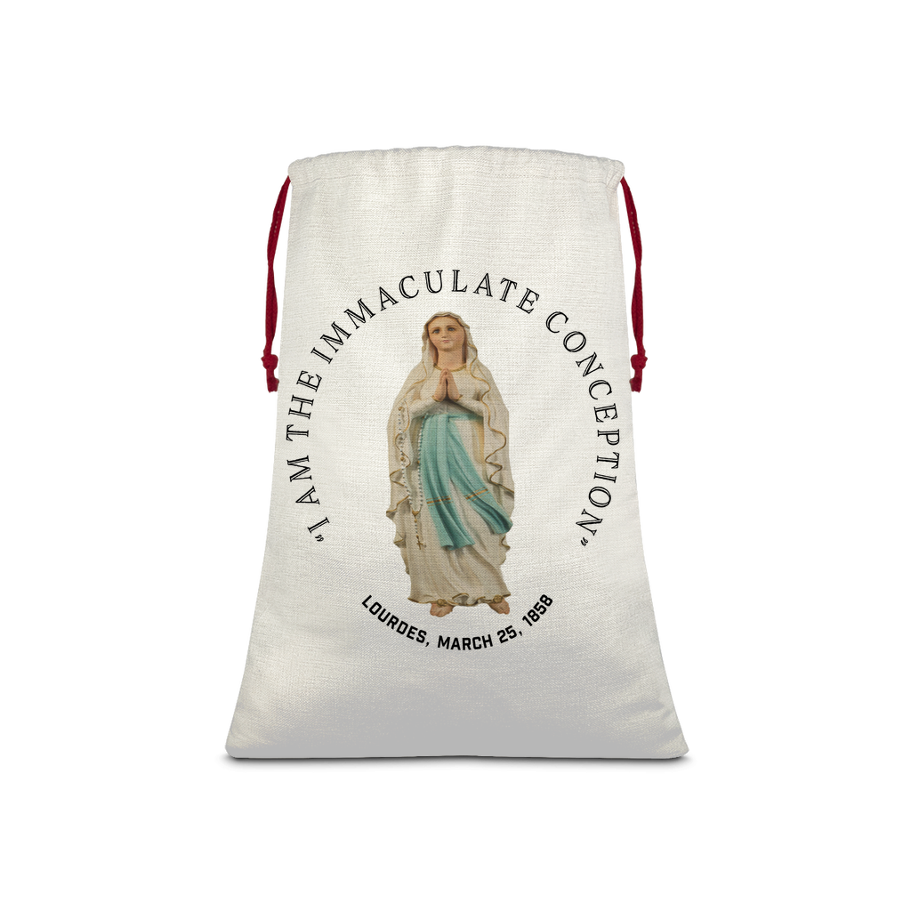 I Am the Immaculate Conception - Lourdes, France March 25, 1858 Linen Drawstring Sack