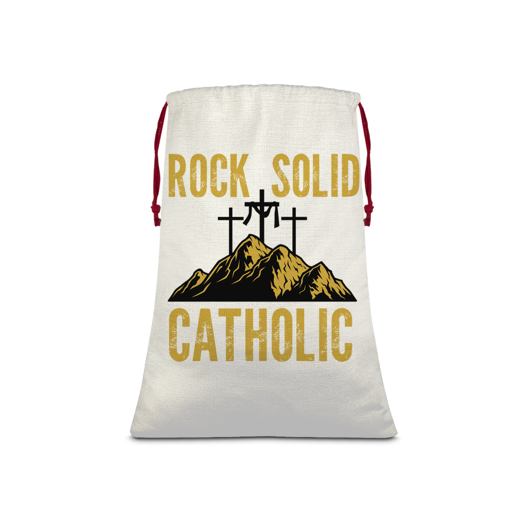 Rock Solid Catholic Linen Drawstring Sack