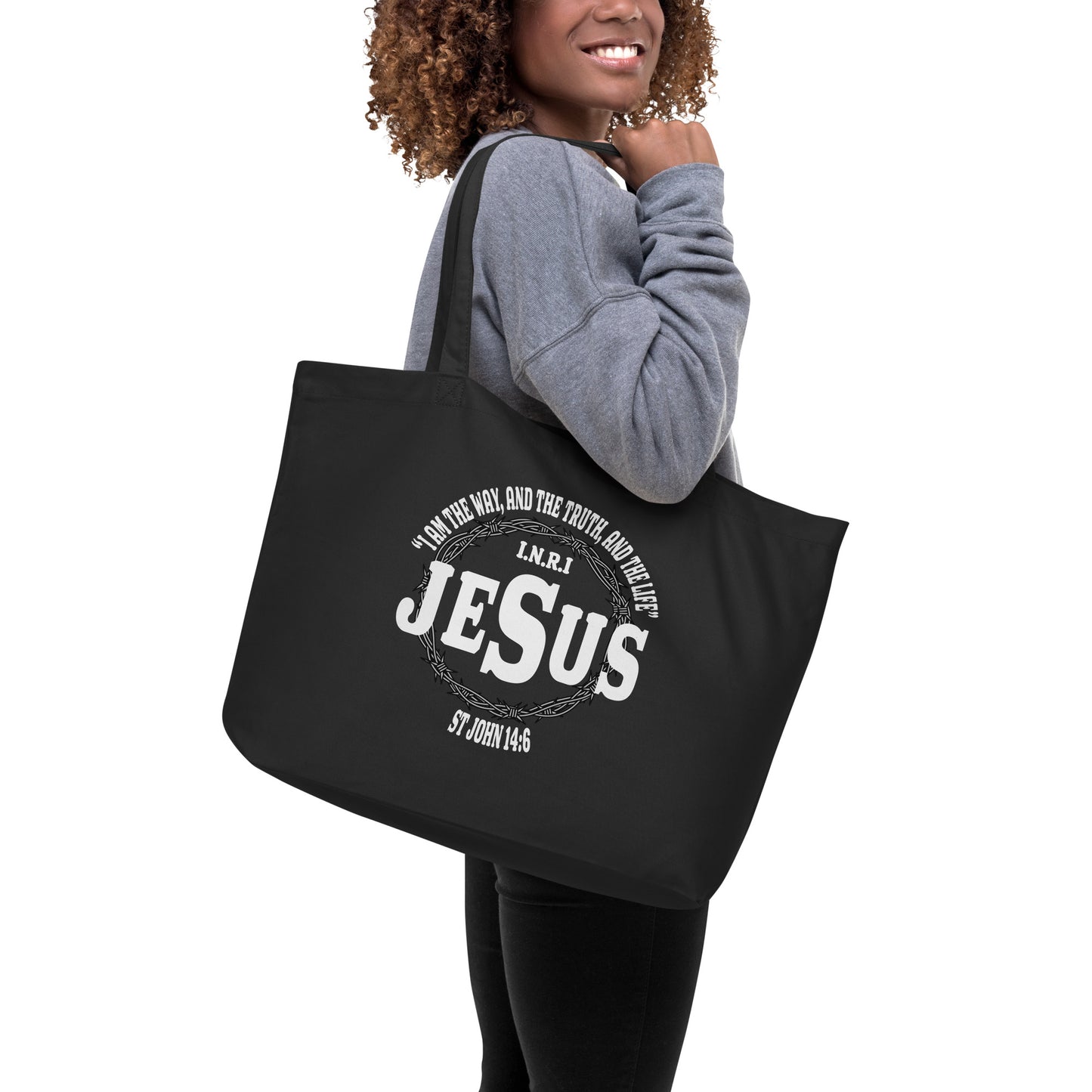 Jesus the Way John 14:6 Large organic tote bag
