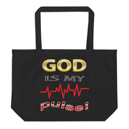 God is My Pulse Large organic tote bag
