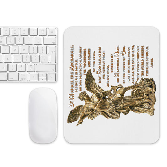 St Michael Archangel with Prayer Mouse pad