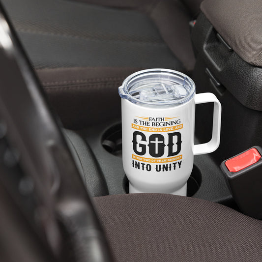 Faith and Love Travel mug with a handle