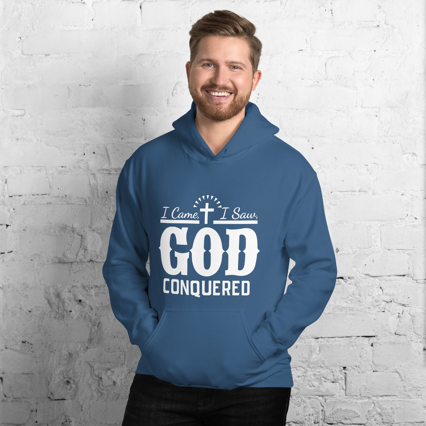 I Came I Saw God Conquered Men's Christian Hoodie