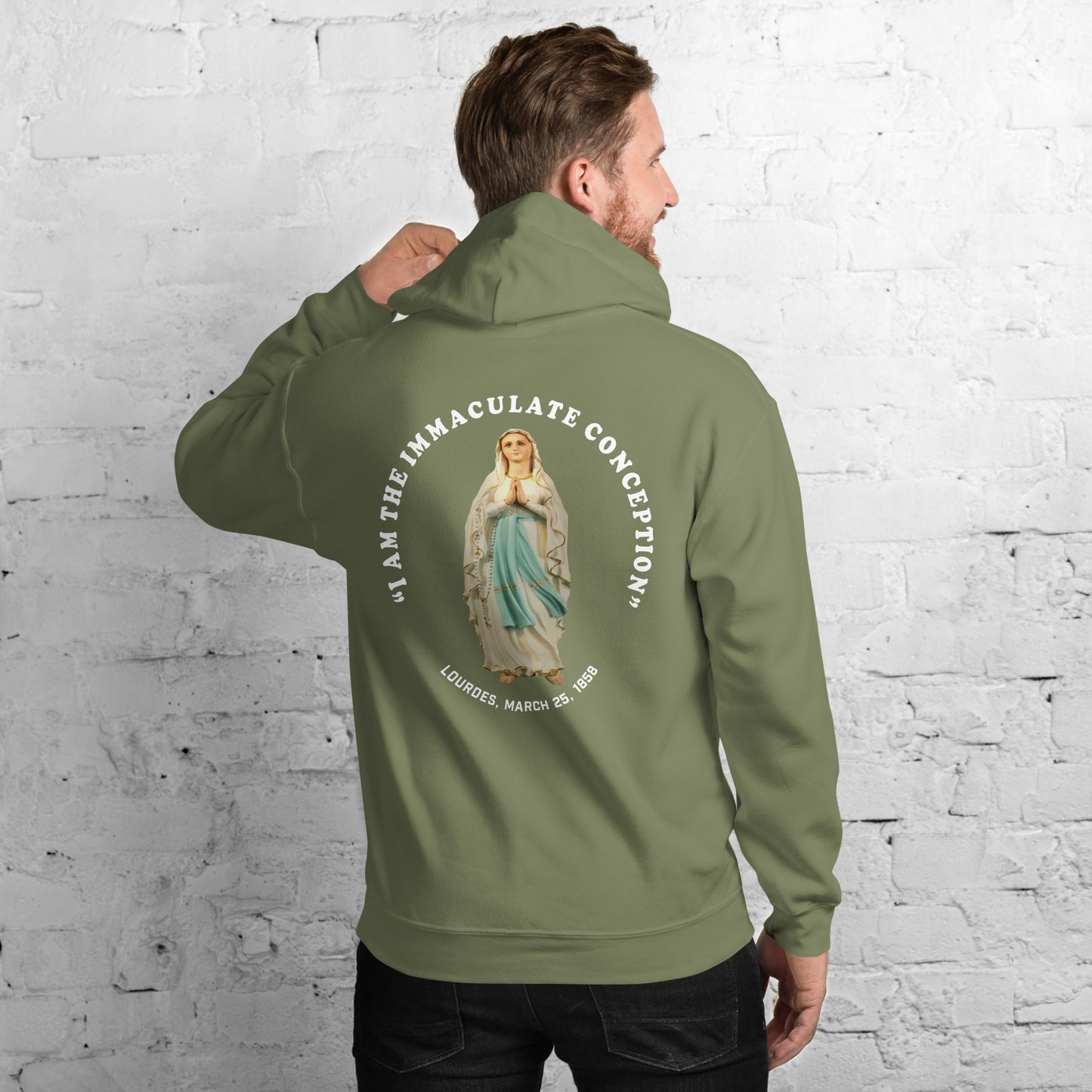 "I Am the Immaculate Conception" - Lourdes, France March 25, 1858 Men's Hoodie